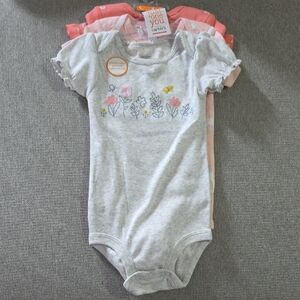 Carter's Gray Bodysuit with Floral Embroidery